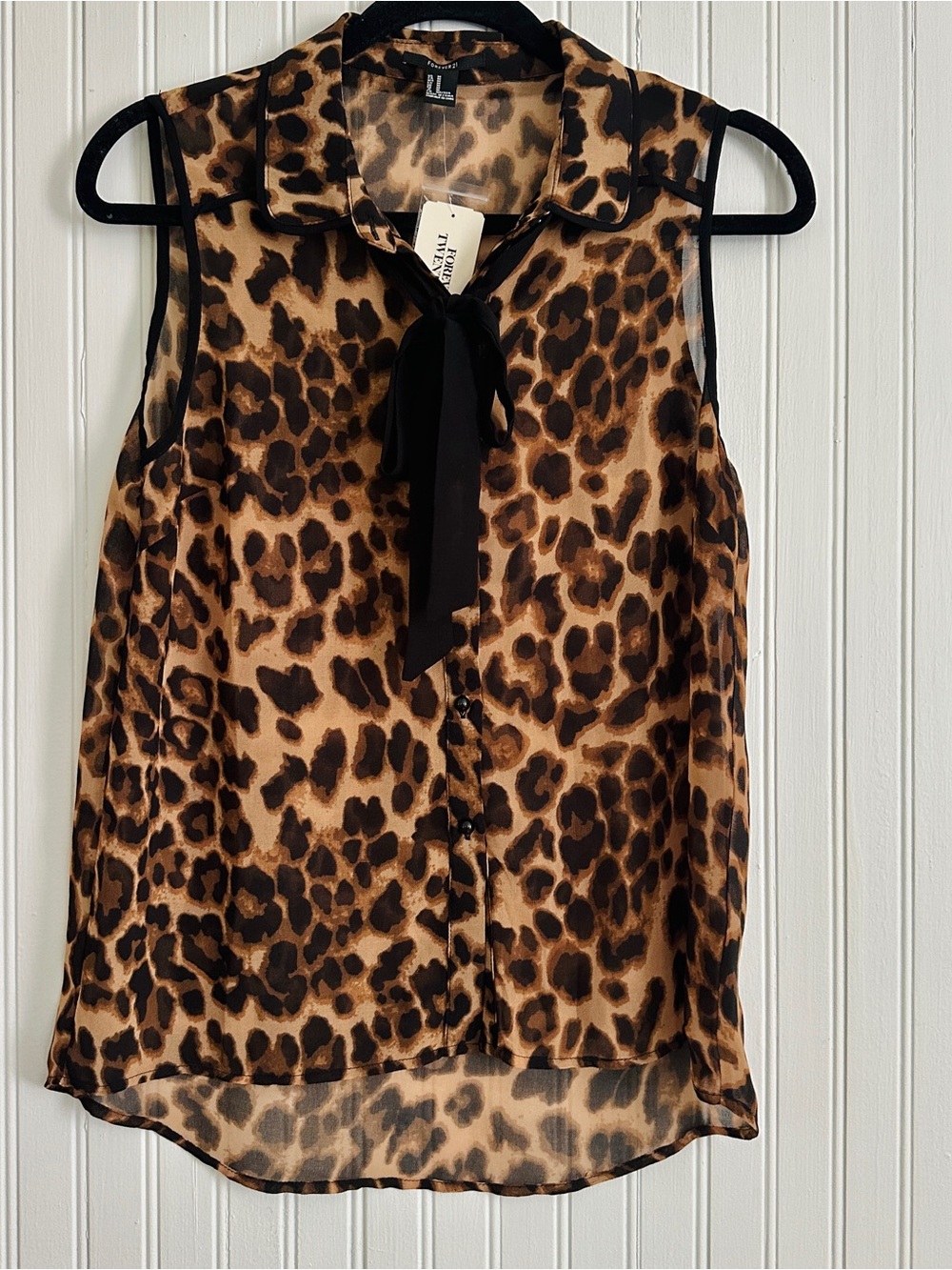Forever 21 Leopard Print Sleeveless Button Front Camisole - Brown & Black - Picture 4 of 8